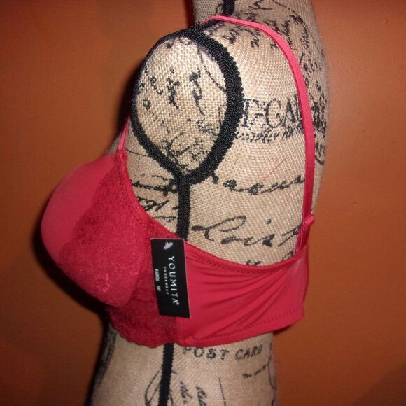 Youmita 40DDD Red Floral Lace Bra NWT - Picture 5 of 12